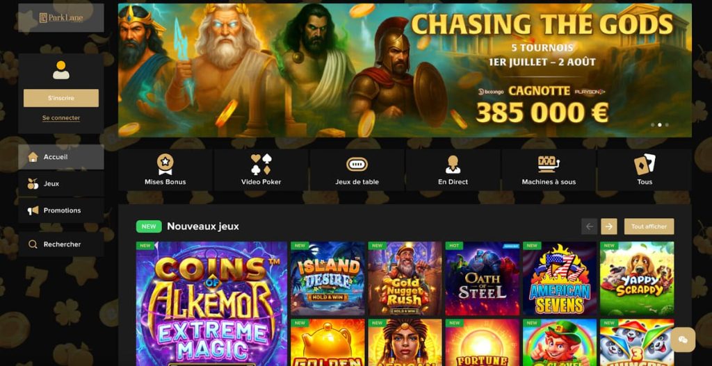 Park Lane Casino page accueil